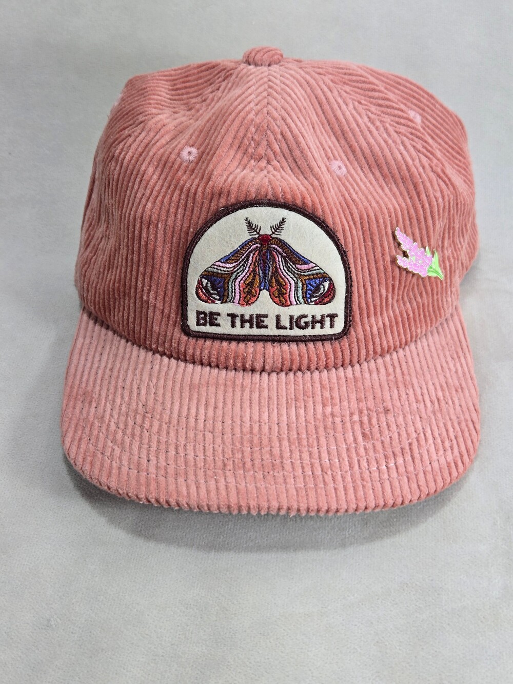 Trek Light Be The Light Dad Hat Pink Corduroy Moth Patch Adjustable Cap Unisex